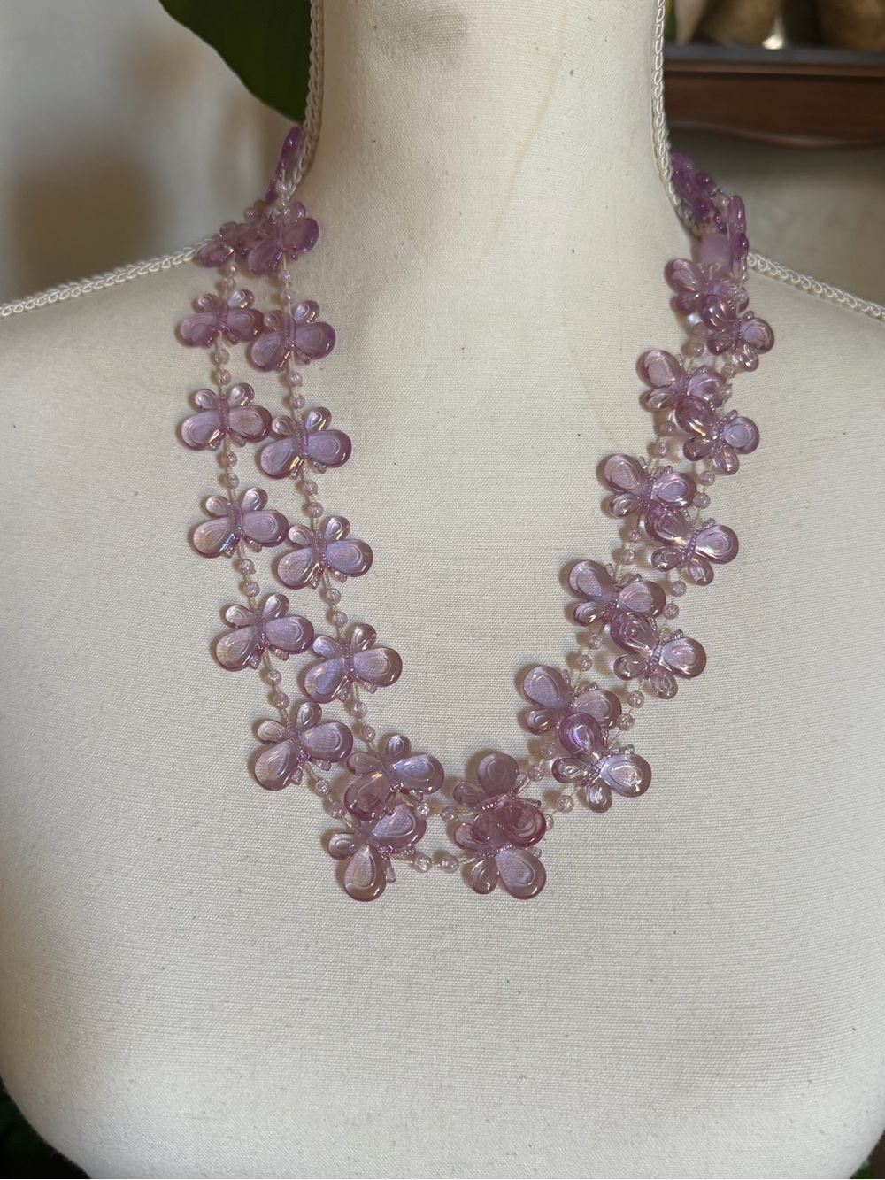 Vintage Butler & Wilson Lavender Crystal Butterfly Bead Long Necklace - Picture 3 of 4